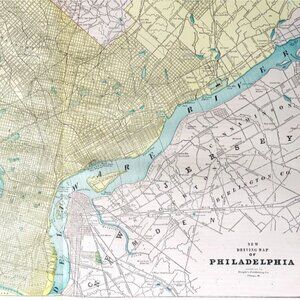 1895 Philadelphia Driving Map Victorian Pennsylvania City Streets DWYY10D